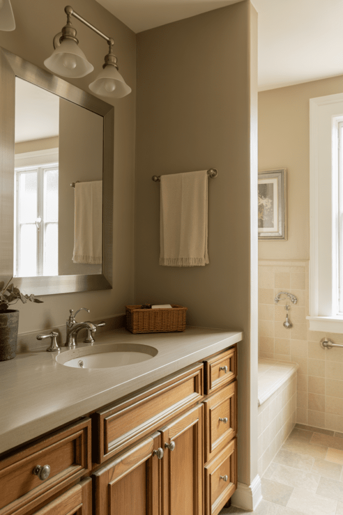17 Bathroom Paint Colors Ideas That Make Any Bathroom Look Better 0007 1 elegant bathroom with soft taupe painted jor8tvj7vsu3csnipmbnra drwssp0xrp2hde46xwe5yg cover
