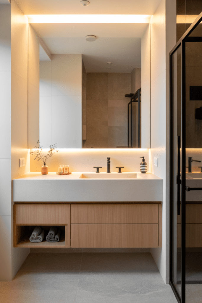 15 Small Primary Bathroom Ideas with Big Style 0011 1 small luxury bathroom with floating whit 999v8v6 uz tj q zywe4a cow0dxnjtmu1rmaexspe5w cover