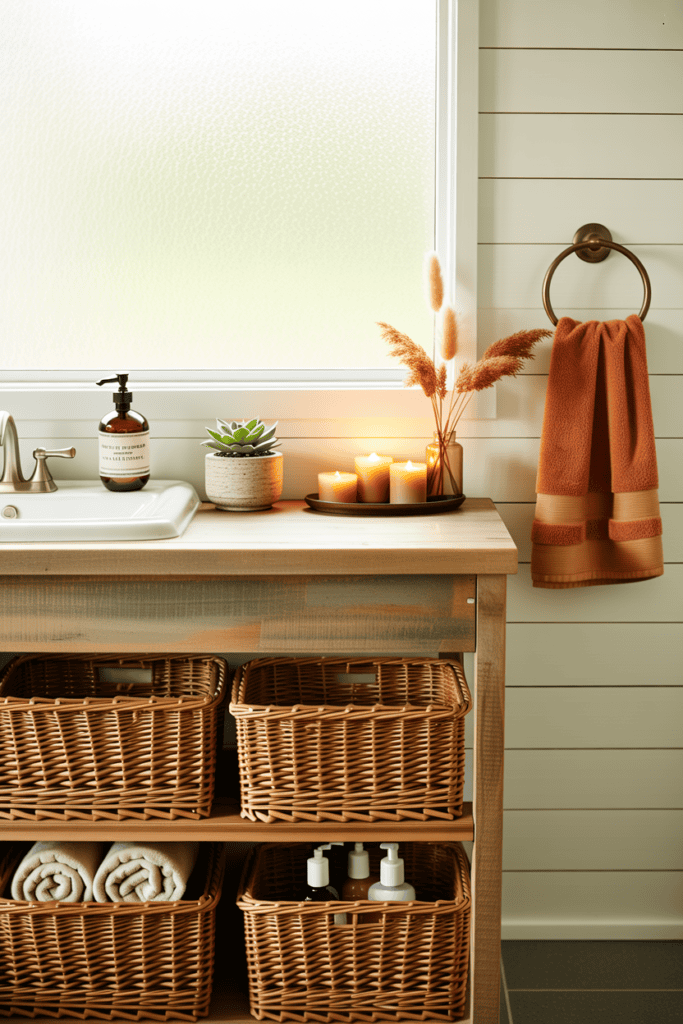 15 Fall Bathroom Decoration Ideas That Make Your Space Feel Warm, Cozy, and Actually Inviting a realistic photograph of a cozy farmhou jov9sgrwti2sdw e vk a 2d5ljrbqt1gxftbobpixuw cover